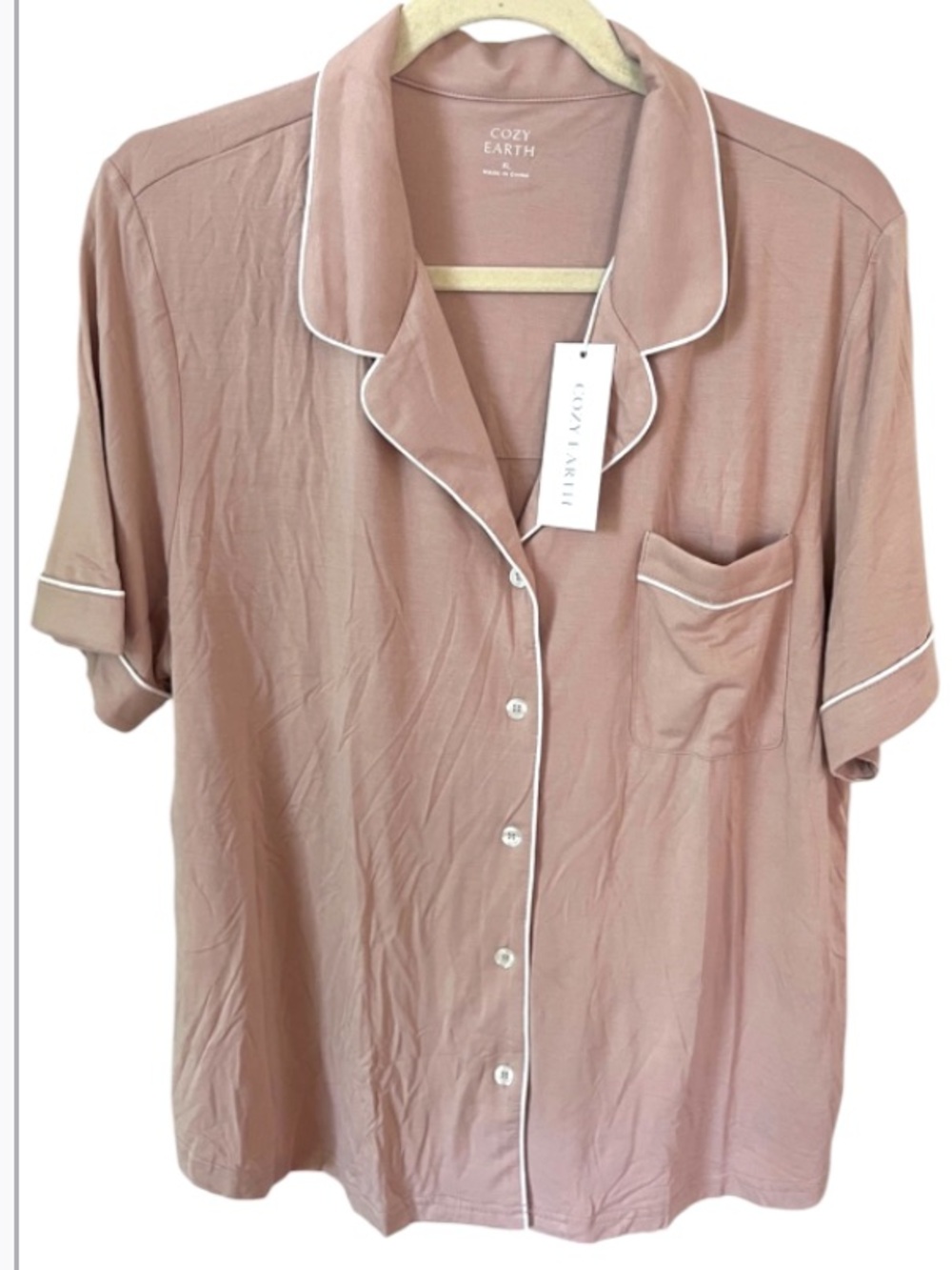 NWT Cozy Earth Bamboo Stretch knit Classic Pajama Top Blush